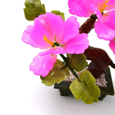 Logo personnalisé Disponibled Chinese Jade Stone Fleur Trees Rouge Décoratif Fleur Crystal Trees pour le B2B Marke