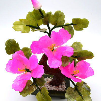 Logo personnalisé Disponibled Chinese Jade Stone Fleur Trees Rouge Décoratif Fleur Crystal Trees pour le B2B Marke