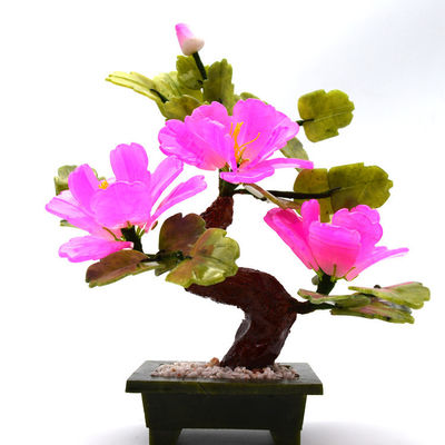 Logo personnalisé Disponibled Chinese Jade Stone Fleur Trees Rouge Décoratif Fleur Crystal Trees pour le B2B Marke