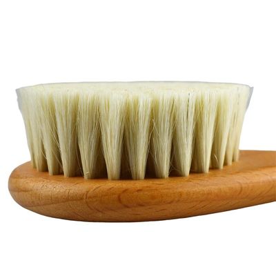 Natural Soft Bristles laine brosse sèche poignée en bois brosse à cheveux de bébé logo personnalisé nettoyage du visage et du corps outil de bain pour le massage de la peau