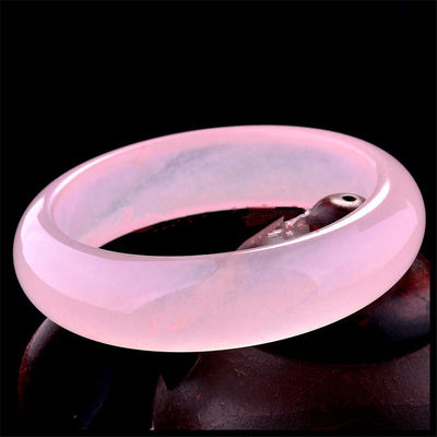 Collectables de l' art Pink Hibiscus Bracelet Naturel violet Jade Bracelet Une qualité de Jade bijoux Bracelet Femmes