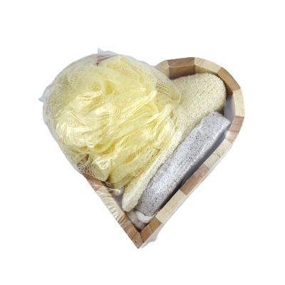 Équipement de nettoyage du corps Ensemble de bain en bois naturel en forme d'amour pour l'expérience de spa