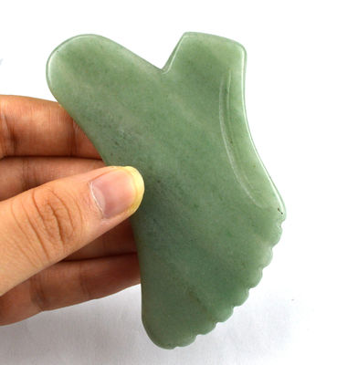 Aventurine verte Guasha Gua Sha Mode d'outil pour le visage n° abkgs-038 Pour un drainage lymphatique efficace et des soins de la peau