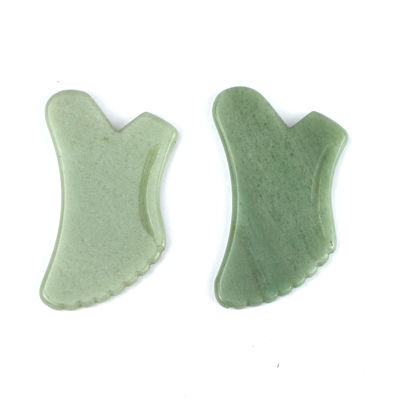Aventurine verte Guasha Gua Sha Mode d'outil pour le visage n° abkgs-038 Pour un drainage lymphatique efficace et des soins de la peau