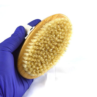 Manche en bois naturel Boar Bristle peau exfoliante Bambou Douche Baignee Brosses à corps sec Brosses à corps Brosses à corps pour nettoyage en profondeur