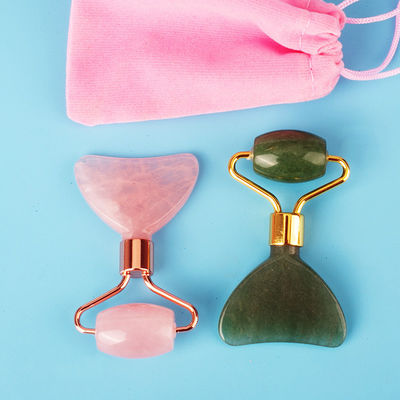 Mini Rose Quartz Jade Roller Eye Skin Care Gua Sha Board Dispositif de beauté faciale multifonctionnel à 90 caractères