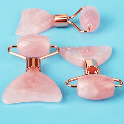 Mini Rose Quartz Jade Roller Eye Skin Care Gua Sha Board Dispositif de beauté faciale multifonctionnel à 90 caractères