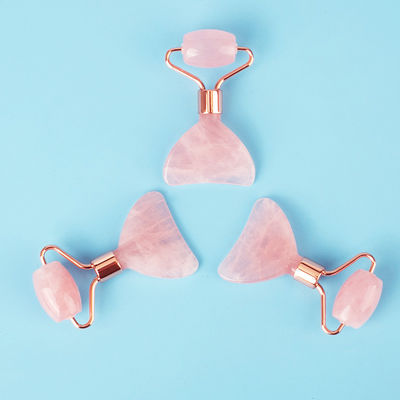 Mini Rose Quartz Jade Roller Eye Skin Care Gua Sha Board Dispositif de beauté faciale multifonctionnel à 90 caractères