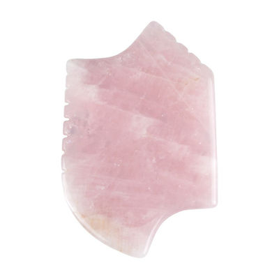 2024 Outil de massage au quartz rose Gua Sha avec dents peau cristalline naturelle beauté masseur de visage anti-âge logo rose