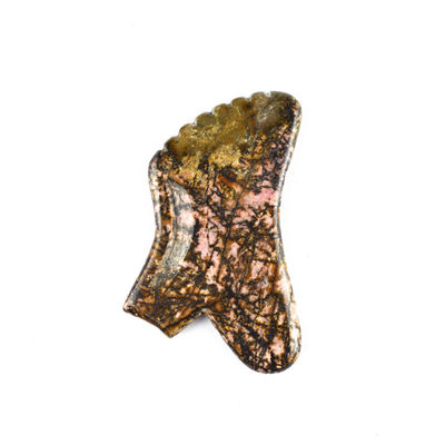 Outil à base de gua-sha de pierre de rhodonite personnalisable Masseur de visage rose et noir pour soulager le cou / épaule / dos / jambe