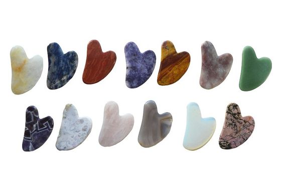 75*50mm Rose Quartz Jade Bian pierre sculpture Coeur Gua Sha Face Outil de sculpture pour le cou dos Massage de l'épaule Anti-âge