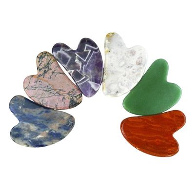 75*50mm Rose Quartz Jade Bian pierre sculpture Coeur Gua Sha Face Outil de sculpture pour le cou dos Massage de l'épaule Anti-âge