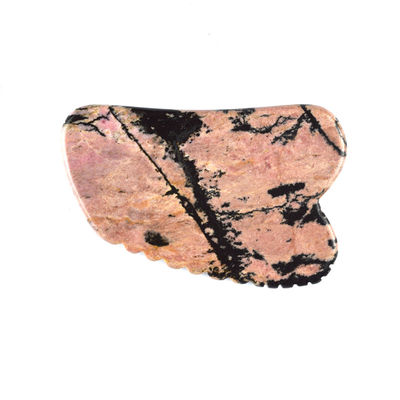 Équipement de massage corporel Plaque de grattage de pierre de rhodonite naturelle Gua Sha pour la beauté du visage et le massage des tissus profonds