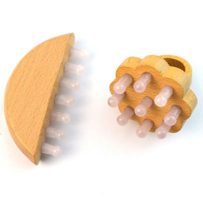 Peigne de massage de cheveux en bois de rose de quartz de jade Guasha Meridien Peigne de massage du cuir chevelu Gua Sha Massageur Peigne de massage des cheveux avec fonction de Gua Sha