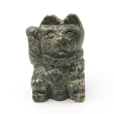 Figure de chat d'agate sculptée à la main dans le style Feng Shui pour la guérison et la décoration des animaux