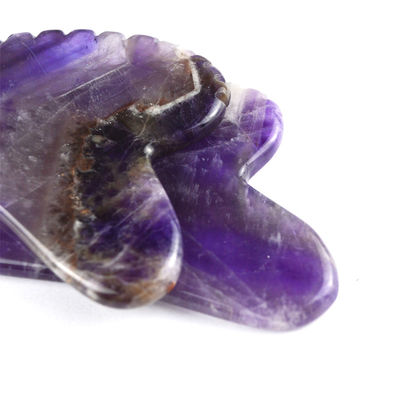 2024 Les outils de massage les plus en vogue Forme de cœur Améthyste naturel Gua Sha avec des dents Logo personnalisé Guasha Body Self Skin Care