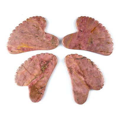 Muscles du corps Forme naturelle du cœur Pierre de rhodonite Gua Sha Planche à gratter Dents Guasha Pierre de beauté du visage Outil de massage soins de la peau