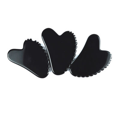 Outil de grattage à base d'obsidienne en forme de cœur naturel Gua Sha Massage Scraping Tool With Teeth Massage Facial Beauty Massager Skin Spa Tool pour les soins de la peau