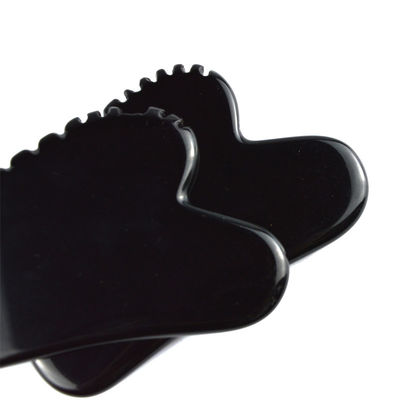 Outil de grattage à base d'obsidienne en forme de cœur naturel Gua Sha Massage Scraping Tool With Teeth Massage Facial Beauty Massager Skin Spa Tool pour les soins de la peau