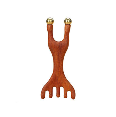 Coiffure en cuivre en forme de corne de cerf rouge Scalpe Méridien Massageur Tête Gua Sha Peigne de massage pour contourner et soulever les traits du visage