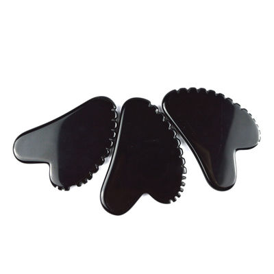 Outil de grattage à base d'obsidienne en forme de cœur naturel Gua Sha Massage Scraping Tool With Teeth Massage Facial Beauty Massager Skin Spa Tool pour les soins de la peau