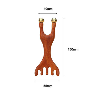 Coiffure en cuivre en forme de corne de cerf rouge Scalpe Méridien Massageur Tête Gua Sha Peigne de massage pour contourner et soulever les traits du visage