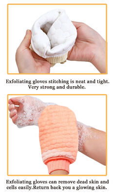 Gants exfoliants de nettoyage en profondeur avec logo personnalisé pour les gants en cuir mort et le rinçage du corps