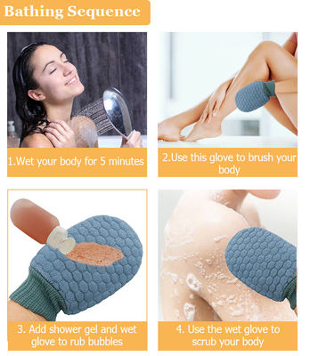 Gants exfoliants de nettoyage en profondeur avec logo personnalisé pour les gants en cuir mort et le rinçage du corps