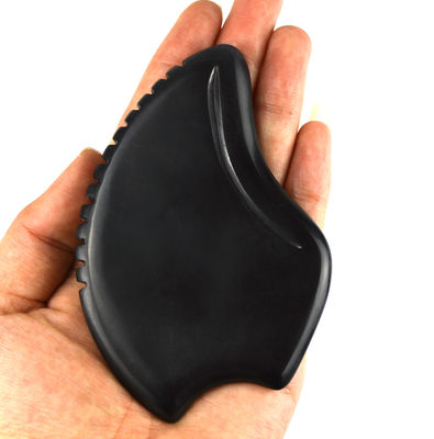 Outil de massage Gua Sha en pierre Bian noire naturelle pour la méditation relaxante