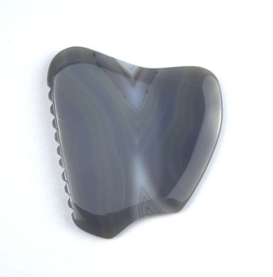 Outil de massage personnalisé 83g Agate gris rayé Jade Gua Sha pierre pour le visage et le corps