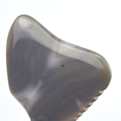 Outil de massage personnalisé 83g Agate gris rayé Jade Gua Sha pierre pour le visage et le corps