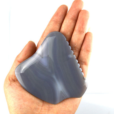 Outil de massage personnalisé 83g Agate gris rayé Jade Gua Sha pierre pour le visage et le corps