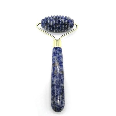 Technologie de massage facial Polissée en pierre naturelle bleue à point unique à tête unique à pointes en rouleau de jade Anti-âge avec la technologie