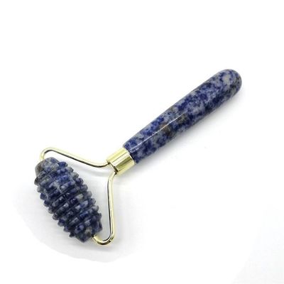 Technologie de massage facial Polissée en pierre naturelle bleue à point unique à tête unique à pointes en rouleau de jade Anti-âge avec la technologie