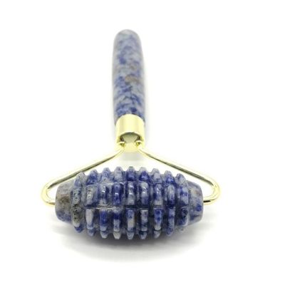 Technologie de massage facial Polissée en pierre naturelle bleue à point unique à tête unique à pointes en rouleau de jade Anti-âge avec la technologie