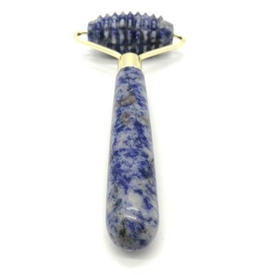 Technologie de massage facial Polissée en pierre naturelle bleue à point unique à tête unique à pointes en rouleau de jade Anti-âge avec la technologie