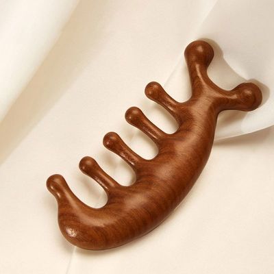 Outil de relaxation du cuir chevelu Tête de santal Peigne de massage Gua Sha pour la croissance des cheveux et le dragage du méridien du corps entier