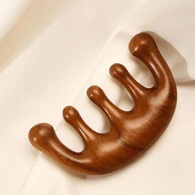 Outil de relaxation du cuir chevelu Tête de santal Peigne de massage Gua Sha pour la croissance des cheveux et le dragage du méridien du corps entier