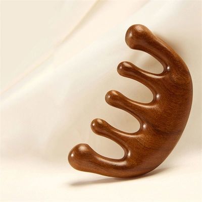 Outil de relaxation du cuir chevelu Tête de santal Peigne de massage Gua Sha pour la croissance des cheveux et le dragage du méridien du corps entier