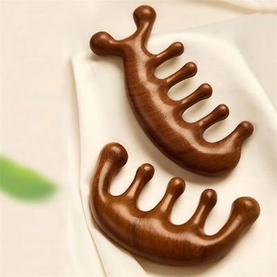 Outil de relaxation du cuir chevelu Tête de santal Peigne de massage Gua Sha pour la croissance des cheveux et le dragage du méridien du corps entier