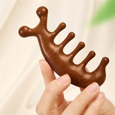 Outil de relaxation du cuir chevelu Tête de santal Peigne de massage Gua Sha pour la croissance des cheveux et le dragage du méridien du corps entier