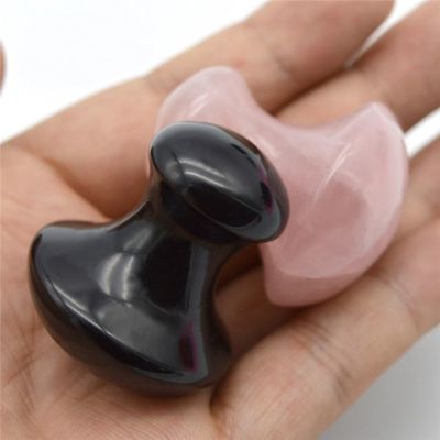 Outil de massage portable en obsidienne et rose en quartz en forme de champignon avec certification ISO9001