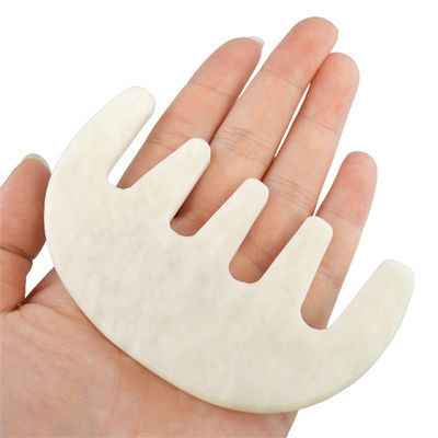Massageur à la tête chinois naturel blanc Xiuyan Jade Gua Sha Peigne à gratter pour 2024 Outils de massage tendance