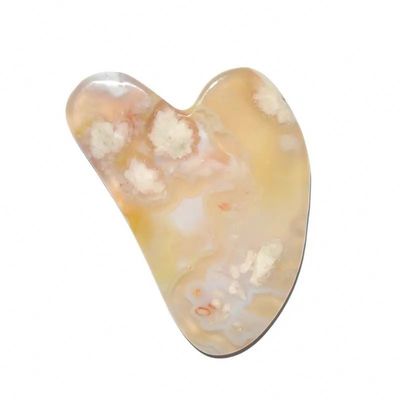 Cherry Blossom Agate Forme de cœur Gua Sha Board Massage de soins de la peau Outil de massage pour la physiothérapie infrarouge