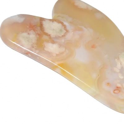 Cherry Blossom Agate Forme de cœur Gua Sha Board Massage de soins de la peau Outil de massage pour la physiothérapie infrarouge