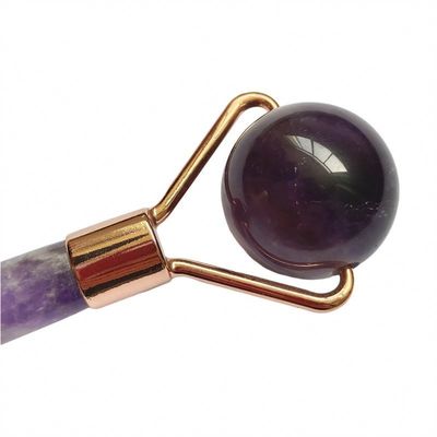 Logo personnalisé Disponibled Natural Améthyste Jade Roller Violets Quartz Roller de massage facial pour la beauté du petit visage