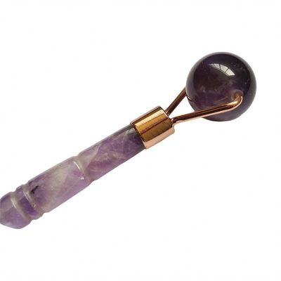 Logo personnalisé Disponibled Natural Améthyste Jade Roller Violets Quartz Roller de massage facial pour la beauté du petit visage