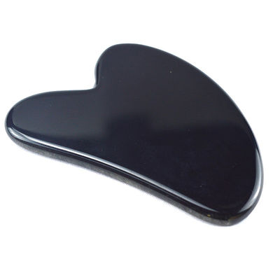 Forme de cœur Obsidian noir Guasha 100% Jade naturel Goua Sha Scraping Massage Outil Logo personnalisé pour la personnalisation