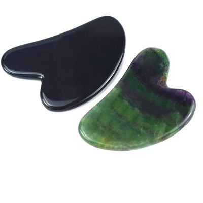 2024 Forme de cœur arc-en-ciel Fluorite Gua Sha Massage Outil de grattage pour le spa du corps