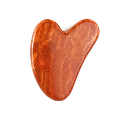 Massageur naturel en forme de cœur Jaspe rouge Gua Sha Scraping Board pour la beauté du visage et le soin de la peau